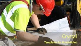  Presentation with foreman - Slide set featuring construction foreman checking drawings background and a tawny brown colored foreground