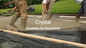  Presentation with concrete pouring during commercial concreting - Colorful PPT theme enhanced with construction foundation - wet concrete being poured backdrop and a coral colored foreground