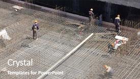  Presentation with reinforcement - PPT layouts featuring construction framework - workers make metal reinforcement background and a gray colored foreground