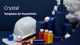  Presentation with construction design - Slide deck featuring construction-hard-hat-color-palette background and a navy blue colored foreground