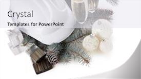  Presentation with top hat - Colorful slide set enhanced with construction hard hat fir branches two glasses with champagne gift boxes christmas ornament isolated on white background new year and christmas construction background top view with copy space backdrop and a white colored foreground