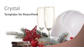 Presentation with ornament - Colorful presentation enhanced with construction-hard-hat-fir-tree backdrop and a white colored foreground