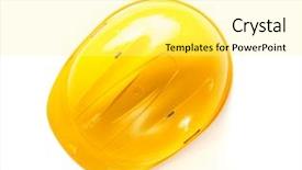  Presentation with sugar in construction - PPT layouts enhanced with construction hard hat isolated background and a blonde colored foreground