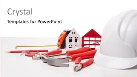  Presentation with construction tools - Cool new slides with construction-hard-hat-various-tools backdrop and a white colored foreground
