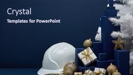  Presentation with construction design - Audience pleasing PPT theme consisting of construction-hard-hat-white-fir backdrop and a navy blue colored foreground