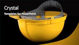  Presentation with black yellow - Slide set enhanced with construction hat - yellow helmet isolated background and a black colored foreground