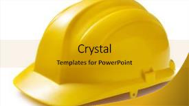 Presentation with safety - PPT theme with construction hat - yellow safety helmet on white background and a gold colored foreground