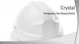  Presentation with hard job - Presentation consisting of construction helmet - white hard hat isolated background and a white colored foreground