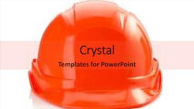  Presentation with construction - Cool new presentation design with construction helmet isolated on white backdrop and a red colored foreground