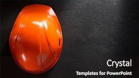  Presentation with construction - Audience pleasing slides consisting of construction helmet on black background backdrop and a wine colored foreground