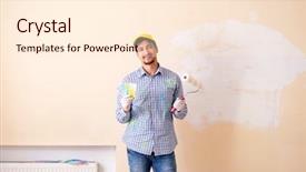  Presentation with hiring - Amazing presentation having construction hiring - painter man painting the wall backdrop and a cream colored foreground