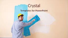  Presentation with hiring - Amazing presentation design having construction hiring - painter man painting the wall backdrop and a lemonade colored foreground