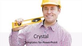  Presentation with hard work and growth - Beautiful presentation theme featuring construction hiring - smiling young male contractor backdrop and a  colored foreground