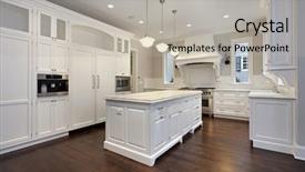  Presentation with new home - PPT theme consisting of kitchen in new construction home background and a light gray colored foreground