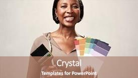  Presentation with african colors - Slide set enhanced with construction housekeeping - african woman with paintbrush background and a  colored foreground