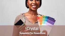  Presentation with african colors - Slide deck enhanced with construction housekeeping - african woman with paintbrush background and a violet colored foreground