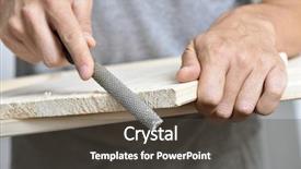  Presentation with housekeeping - Colorful PPT theme enhanced with construction housekeeping - closeup of a young caucasian backdrop and a dark gray colored foreground