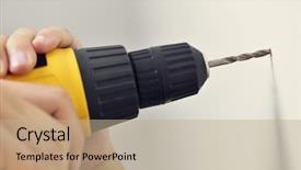  Presentation with housekeeping - Slide set with construction housekeeping - closeup of a young caucasian background and a coral colored foreground