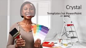  Presentation with housekeeping - PPT theme enhanced with construction housekeeping - house renovation background and a light gray colored foreground