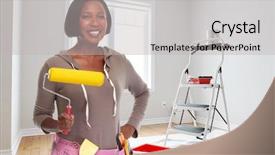  Presentation with housekeeping - Slide set enhanced with construction housekeeping - house renovation background and a light gray colored foreground