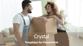  Presentation with next - Beautiful PPT theme featuring construction housekeeping - loving couple standing next backdrop and a  colored foreground