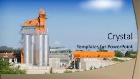  Presentation with asphalt - Slide deck enhanced with construction industry - asphalt factory background and a light blue colored foreground