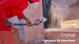  Presentation with industry - Beautiful PPT theme featuring construction-industry-african-worker backdrop and a coral colored foreground