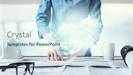  Presentation with industry - PPT theme having construction-industry-concept-with-drafts background and a sky blue colored foreground