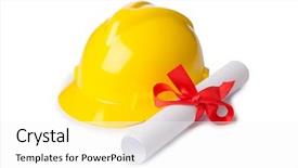  Presentation with education training - Presentation design enhanced with construction industry education concept background and a  colored foreground