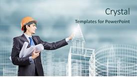  Presentation with media - Beautiful slide deck featuring construction innovation - young man engineer in helmet backdrop and a lemonade colored foreground