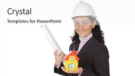  Presentation with floral border over white - Slides consisting of construction job safety analysis - attractive lady architect background and a white colored foreground