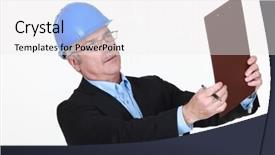  Presentation with architect - Colorful PPT layouts enhanced with construction job safety analysis - mature male architect backdrop and a  colored foreground