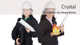  Presentation with architects - PPT theme enhanced with construction job safety analysis - team of women architects isolated background and a lemonade colored foreground