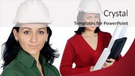  Presentation with women mechanics - Theme with construction job safety analysis - team of women architects isolated background and a white colored foreground