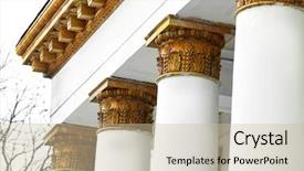  Presentation with building - Cool new PPT theme with construction law - closeup of building with columns backdrop and a soft green colored foreground