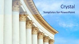  Presentation with construction law - Beautiful PPT layouts featuring construction law - closeup of building with columns backdrop and a light blue colored foreground