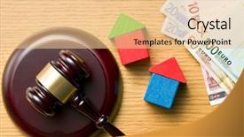  Presentation with money construction - Slide set enhanced with construction law - wooden houses with money background and a lemonade colored foreground