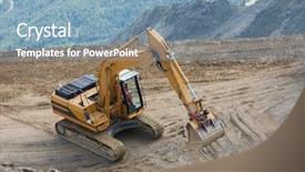  Presentation with machinery - Slides with construction machinery in a mountain background and a teal colored foreground