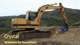  Presentation with machinery - Slide deck with construction machinery with jack hammer background and a tawny brown colored foreground