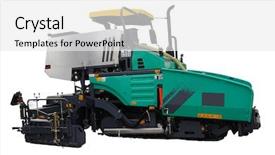  Presentation with asphalt pavements - Slide set featuring construction machines - asphalt spreading machine background and a  colored foreground