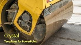  Presentation with road construction - Audience pleasing PPT layouts consisting of construction machines - closeup of yellow road roller backdrop and a  colored foreground