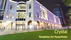  Presentation with retail shopping center - Amazing slide set having construction mall - exterior of shopping center backdrop and a tawny brown colored foreground