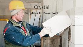  Presentation with builder - Presentation theme having construction-mason-builder-bricklayer-works background and a mint green colored foreground