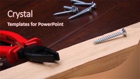  Presentation with dark green and red - Presentation theme having construction materials - shavings of wood brick red background and a wine colored foreground