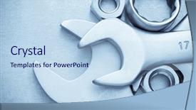 Presentation with mechanical - PPT theme having mechanical works - wrench tool and nut background and a light blue colored foreground