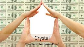  Presentation with money construction - PPT theme having construction money - house made of woman hands background and a coral colored foreground