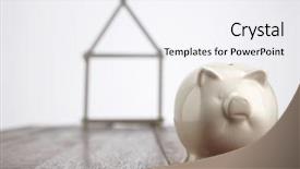  Presentation with money construction - Slides enhanced with construction money - saving for a house concept background and a sky blue colored foreground