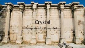  Presentation with ancient greece - PPT theme enhanced with construction museum - preserved ancient wall with row background and a soft green colored foreground