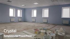  Presentation with new office - PPT theme having construction new and modern office background and a gray colored foreground