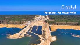  Presentation with canal - Presentation design featuring construction-of-a-canal background and a cobalt blue colored foreground